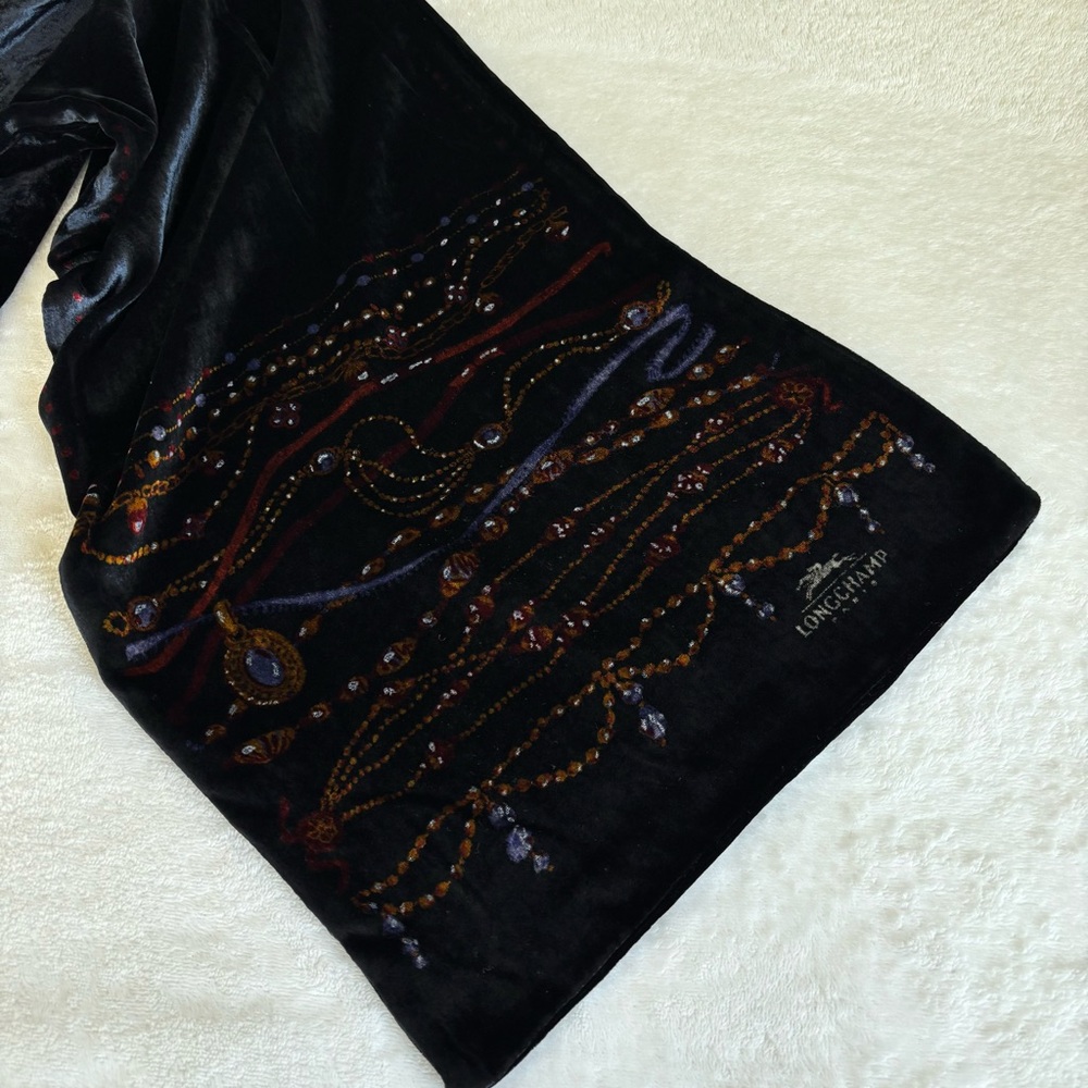 Longchamp Navy Blue Rectangular Crushed Velvet Sc… - image 3